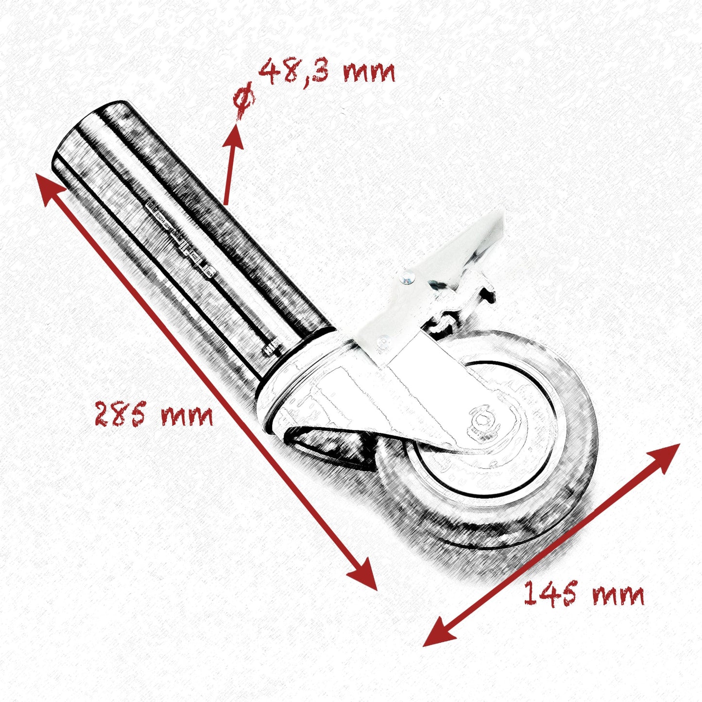 48.3mm (1"1/2 ) STARTER PIN WITH 100mm (4") WHEELS SET - Grip Support Store