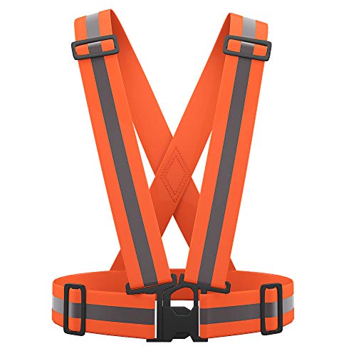 Reflective Safety Vest with Hi Vis Bands (Orange, S-XL)