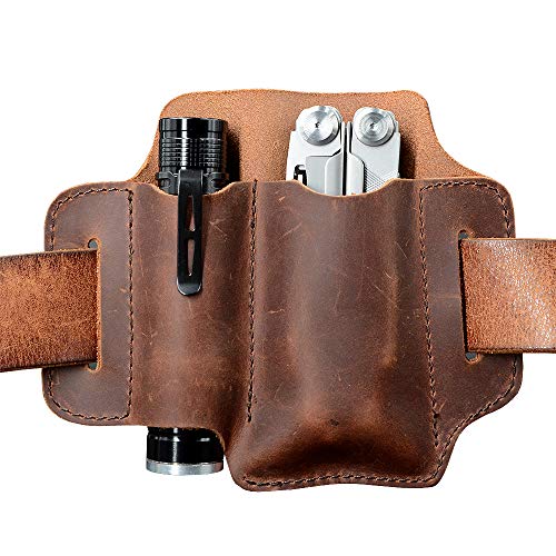 leather knife sheath,EDC Heavy Duty Multitool Sheath, Leather EDC  Organizer, Multitool Pouch for Belts Also fits Knife, Flashlight, Keys -  Compatible with Leatherman, Gerber 