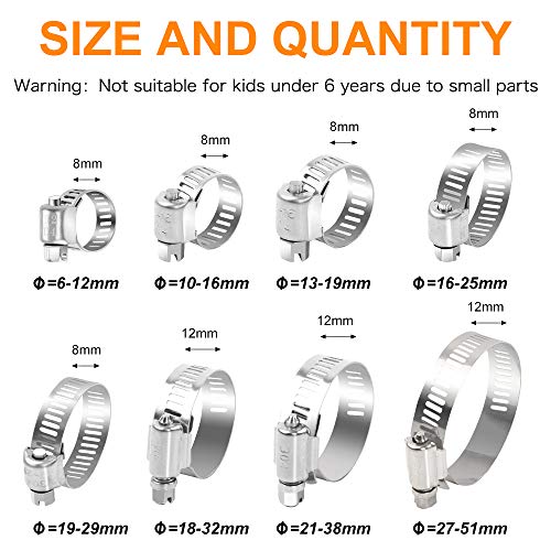 Hose Clamp, 78 Pack Stainless Steel Assortment - Grip Support Store