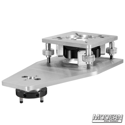 4-Way Mitchell Camera Leveling Offset Arm for precision camera alignment in professional film and television rigging setups.
