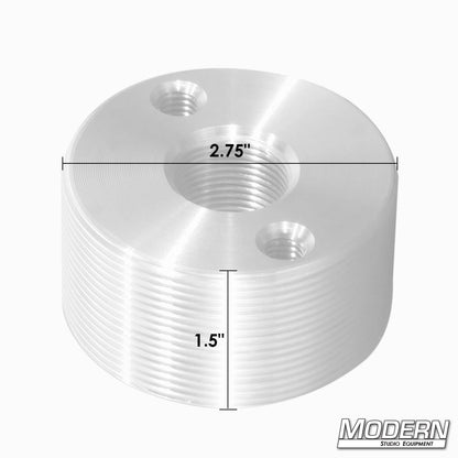 Mitchell-thread tie-down — top view with knurled head