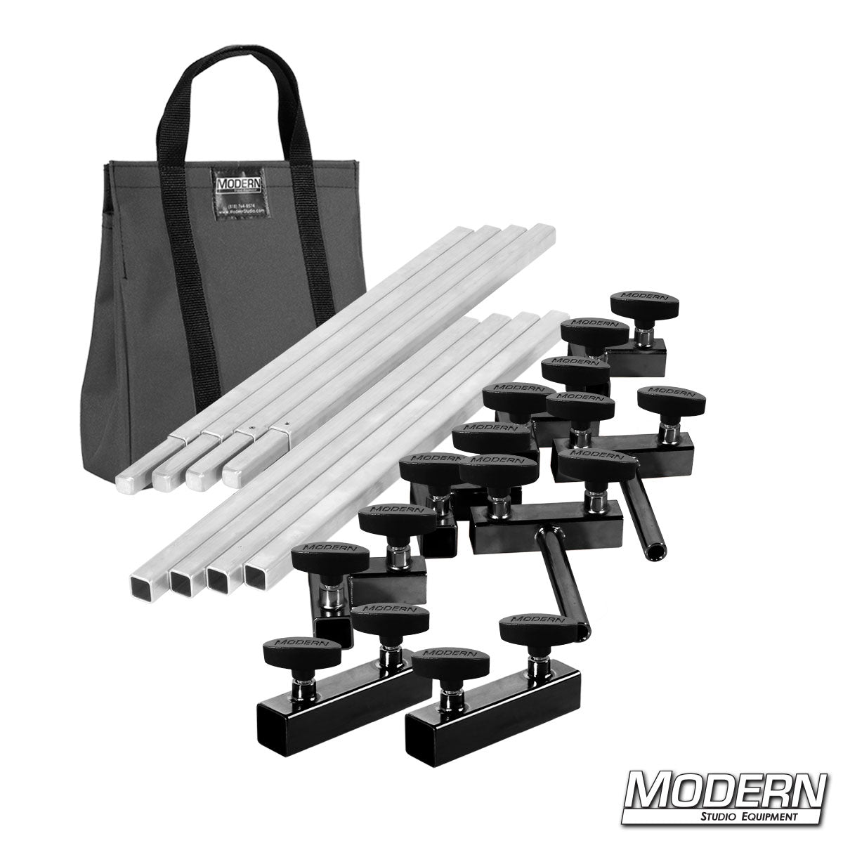 4′×4′ frame (2′ tubes) — Gray Bag with quick-connect corners, sliding pins and T-Handles | Modern Studio Equipment