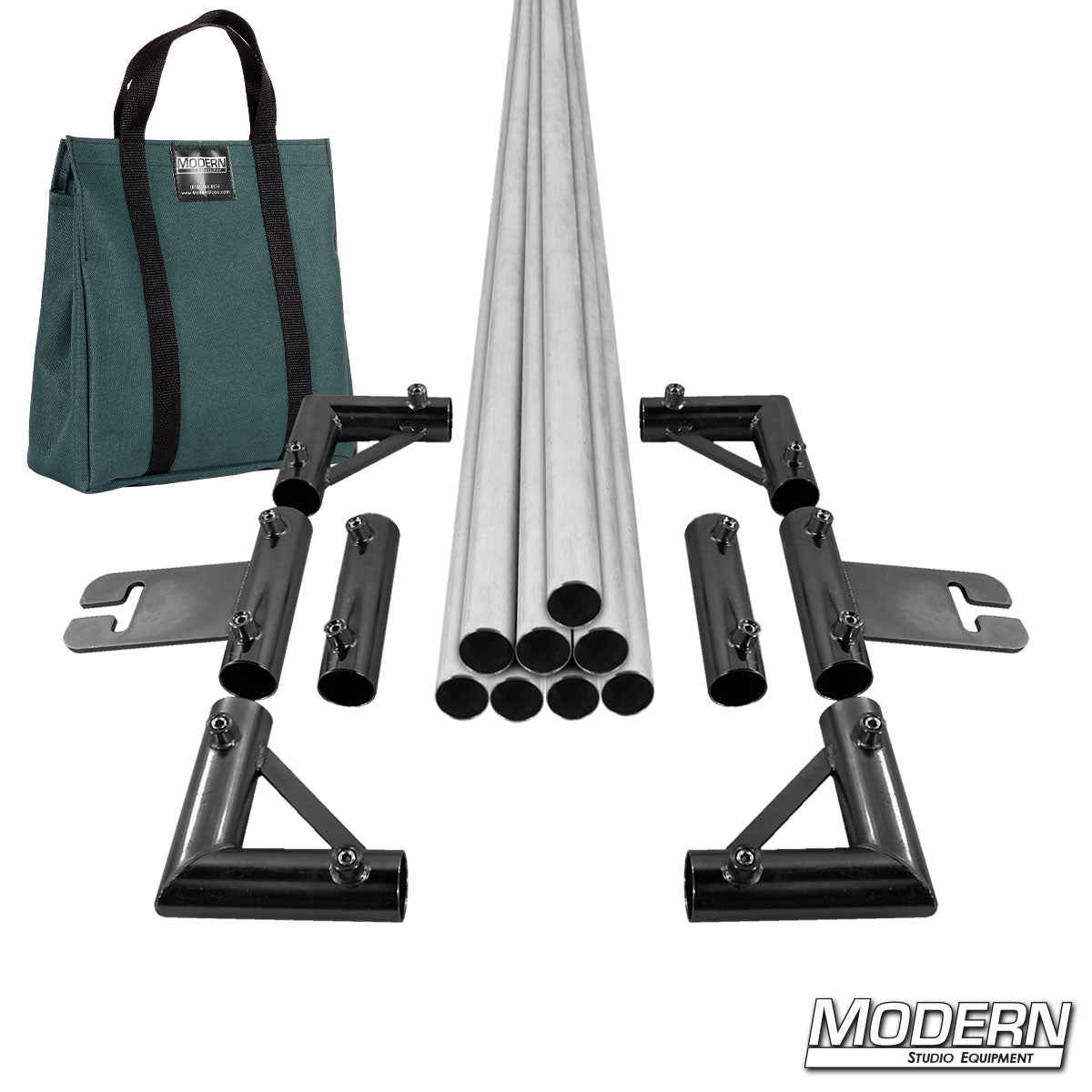 8' x 8' Breakdown Frame for Speed-Rail® with green bag— heavy-duty aluminum grip frame for film & TV production, lighting, and rigging equipment | Modern Studio Equipment