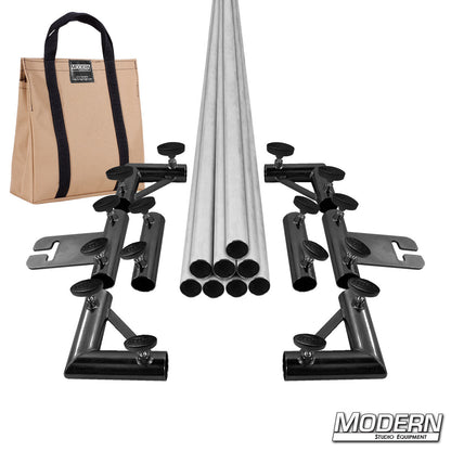 8' x 8' Breakdown Frame for Speed-Rail® with beige bag and T-handles— heavy-duty aluminum grip frame for film & TV production, lighting, and rigging equipment | Modern Studio Equipment