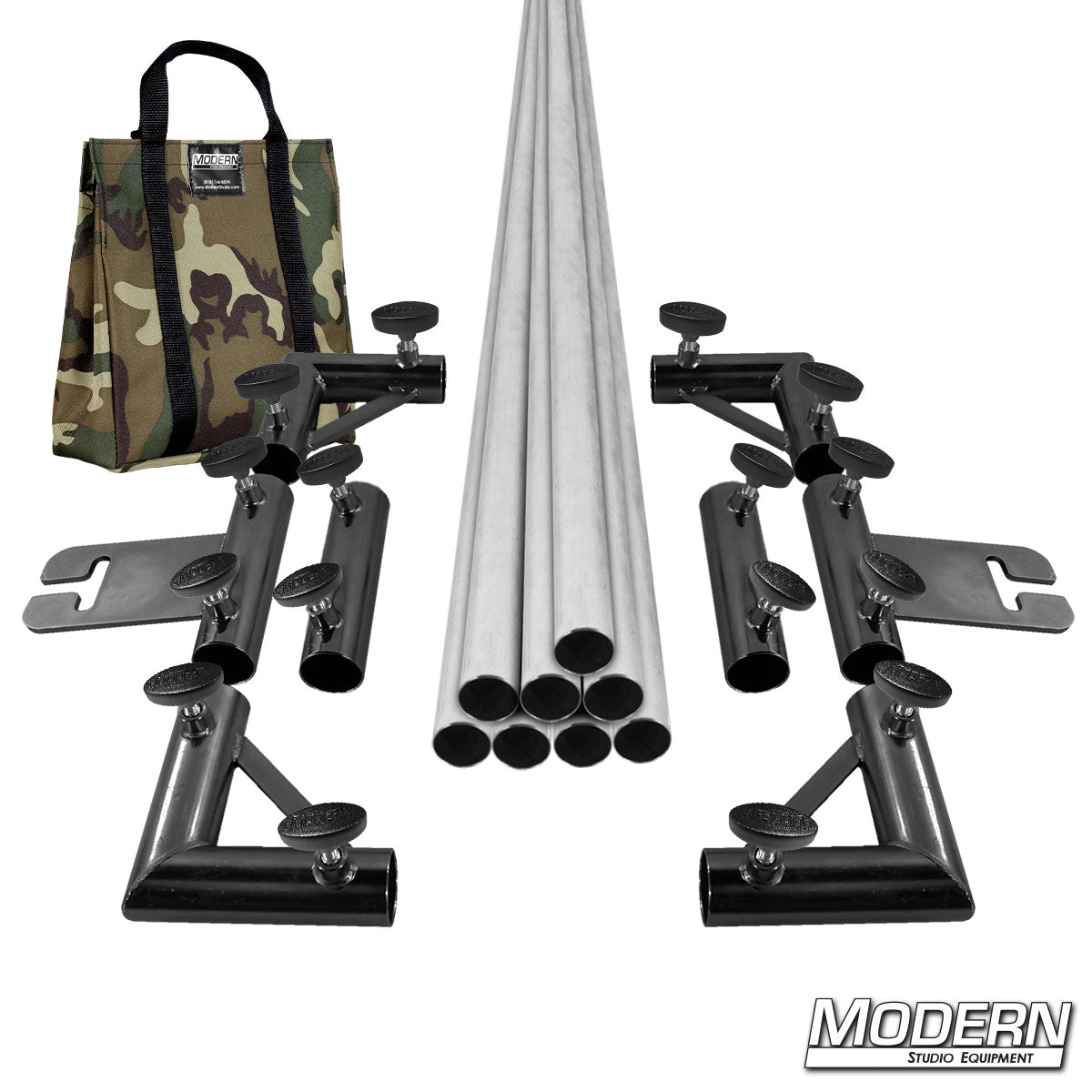 12-Foot x 12-Foot Breakdown Frame for Speed-Rail® with Camo bag and T-Handles – Heavy-Duty Grip Frame for Film Lighting and Rigging | Modern Studio Equipment