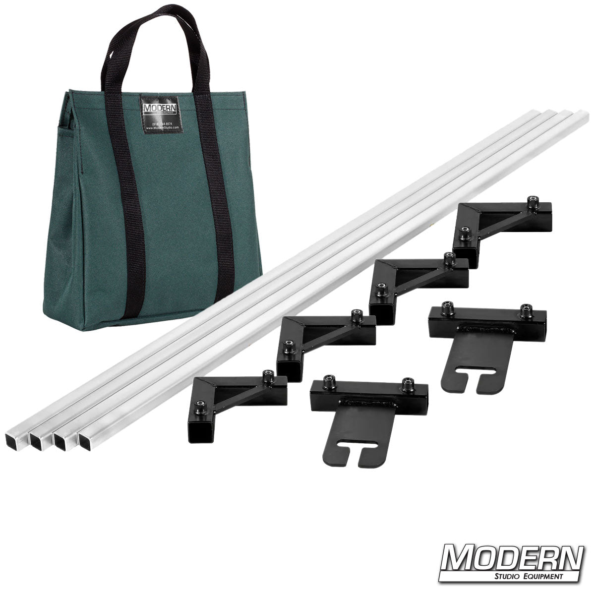 12-Foot x 12-Foot Breakdown Frame with 12-Foot Tubes and a Green bag– Professional Speed-Rail® Grip Frame for Film Lighting and Rigging | Modern Studio Equipment. 