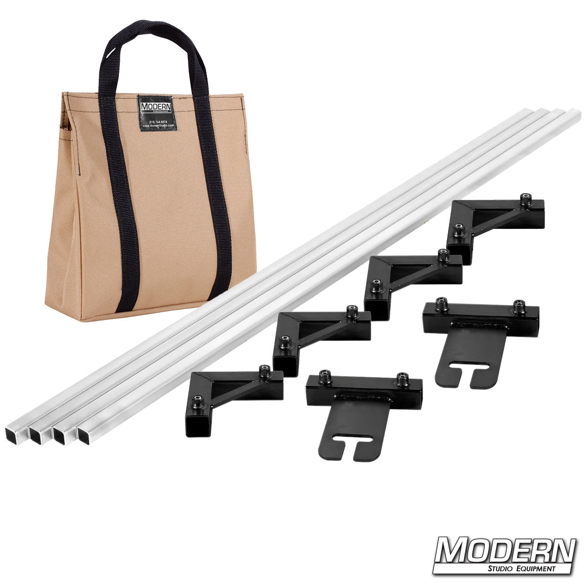 12-Foot x 12-Foot Breakdown Frame with 12-Foot Tubes and a Tan bag– Professional Speed-Rail® Grip Frame for Film Lighting and Rigging | Modern Studio Equipment. 