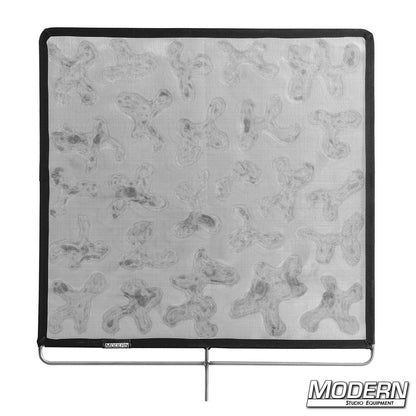Celo Cucoloris mounted on stand casting patterned light for film production