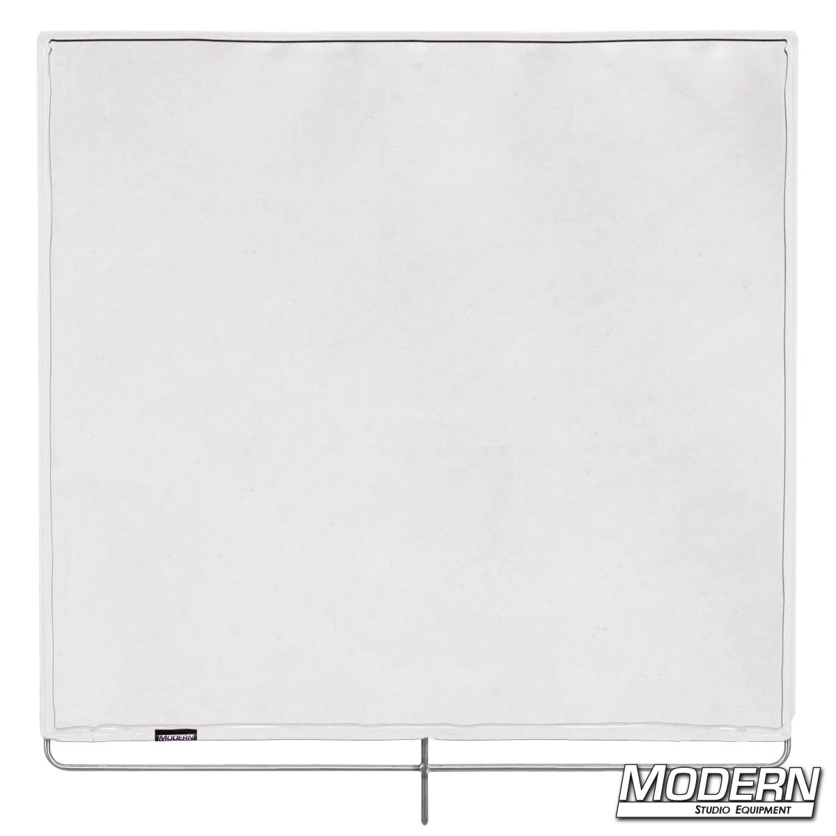 Large bleached muslin flag with bright white cotton fabric on welded metal frame for soft light shaping.