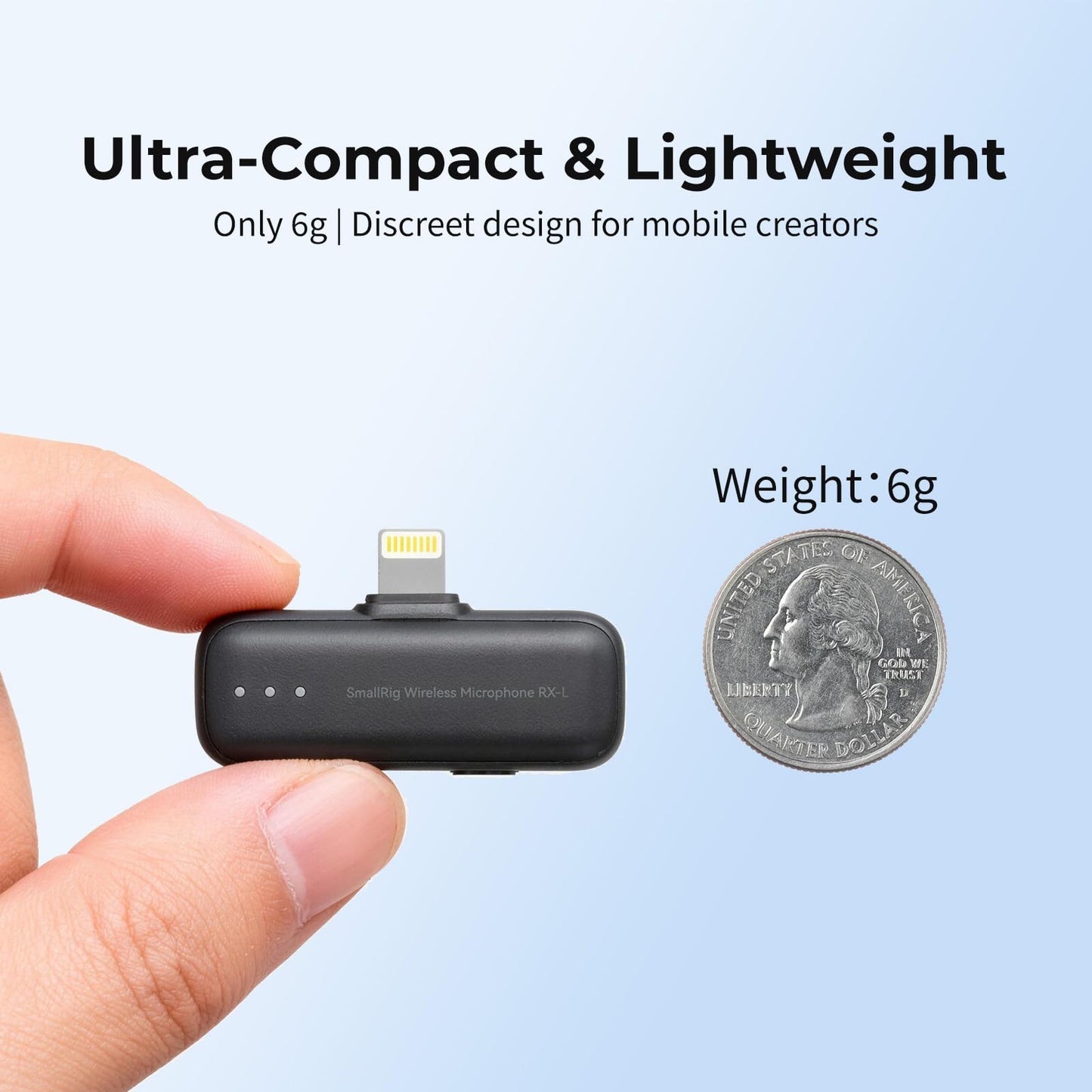 SMALLRIG S70 Mic Lightning Wireless Receiver S70RX-L for iPhone/for iPad, Professionally Tuned by Grammy Winner for Broadcast-Quality Sound in Vlogging, Live Streaming & Content Creation (Black)