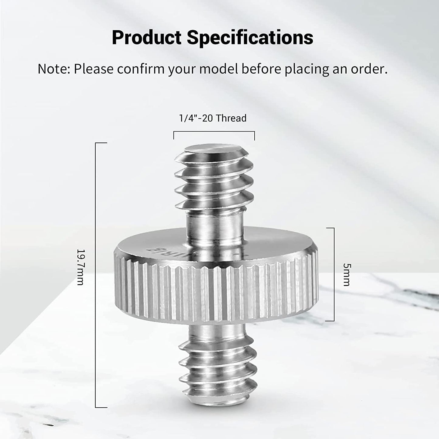 SmallRig 1/4" to 1/4" Male Threaded Screw Adapter Double Head Stud for Camera Cage Monitor LED Microphone, Pack of 2-828