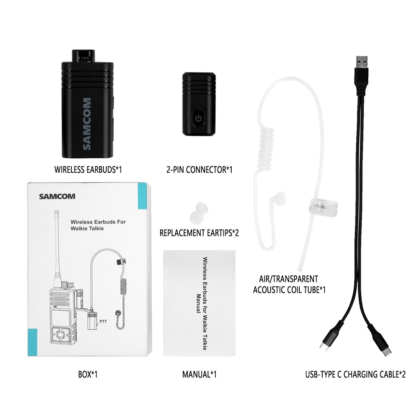 Wireless Earpiece with Clear tube for Two-Way Radios