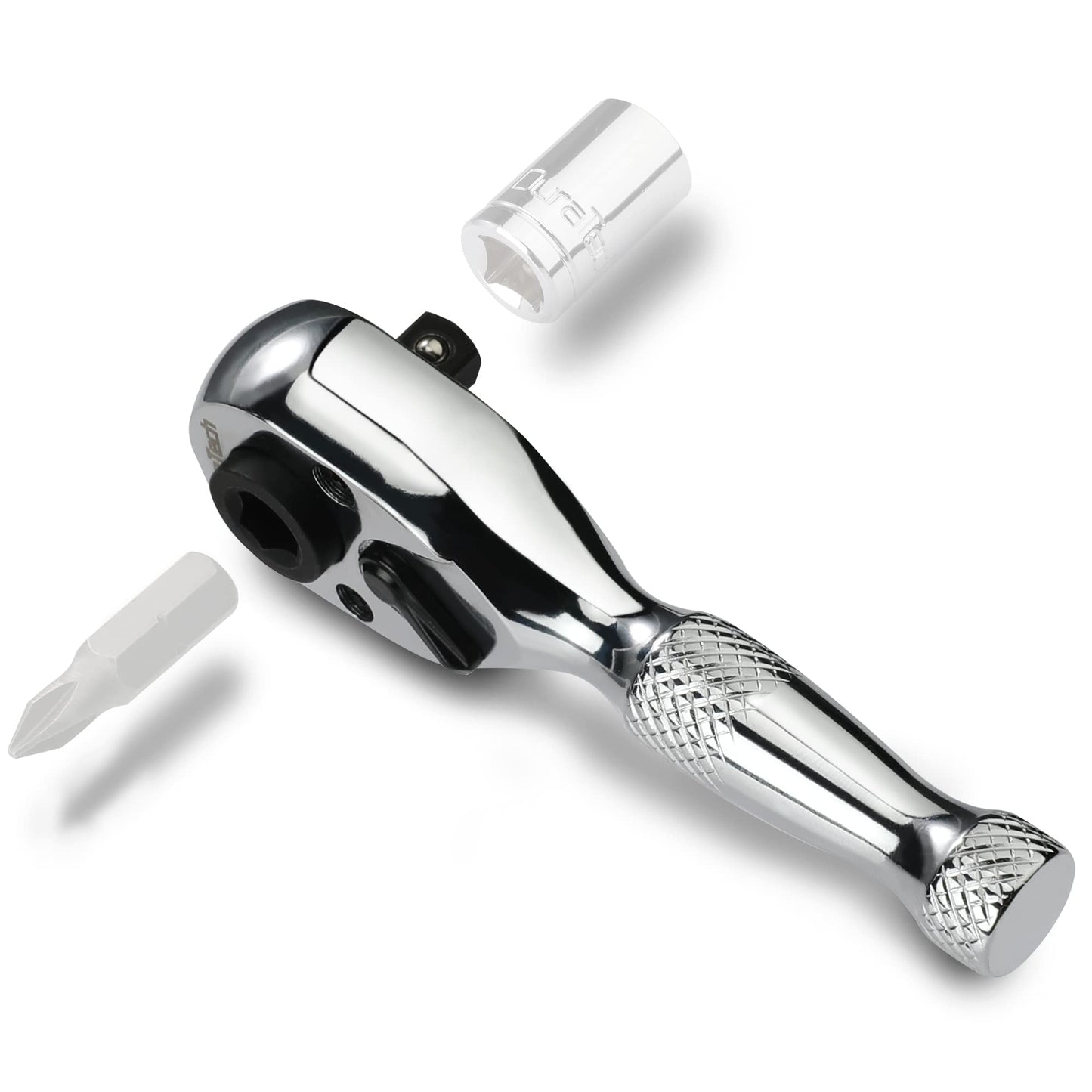 1/4-Inch Stubby Ratchet Wrench, Socket & Bit Driver, 72-Tooth, Chrome Alloy Made