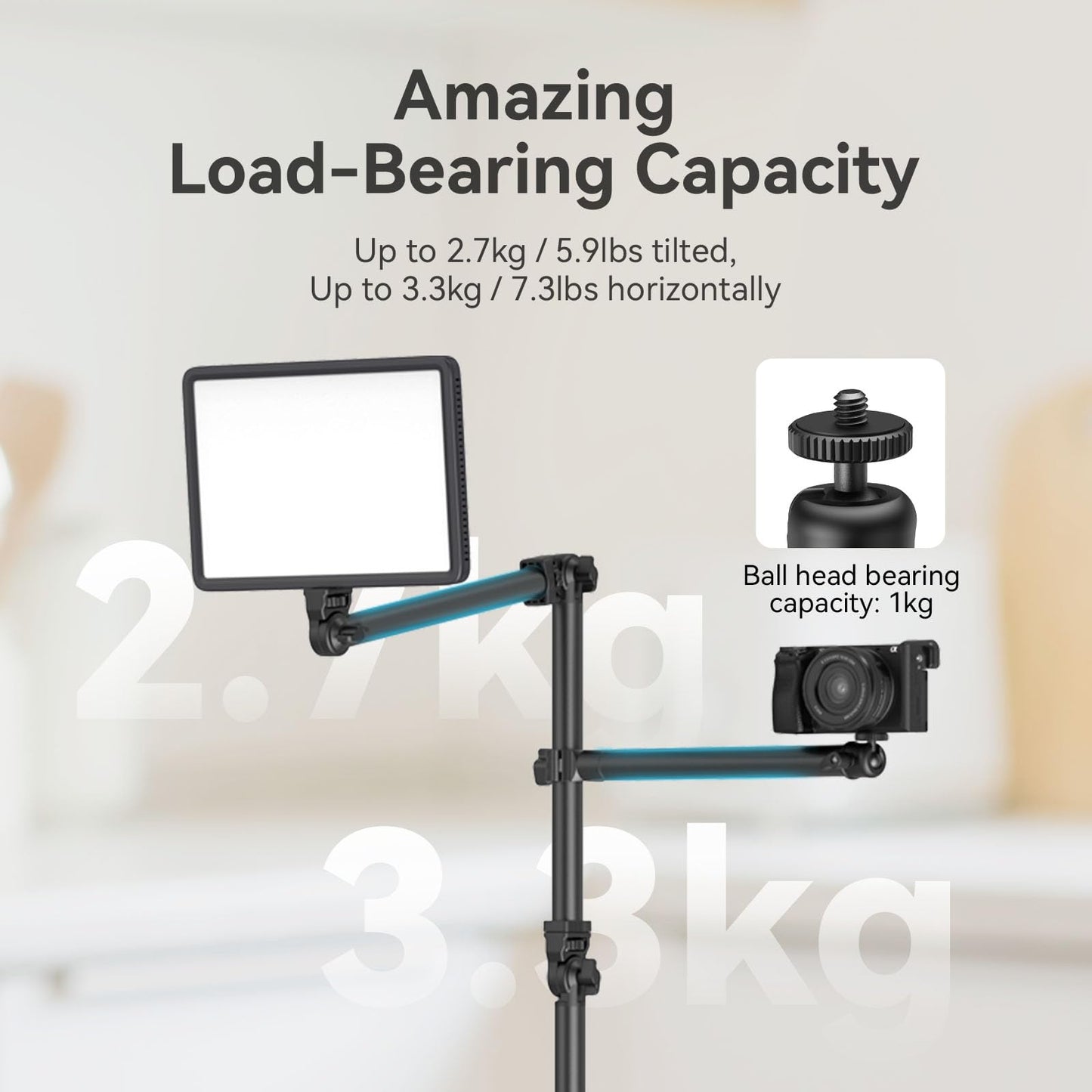 SMALLRIG Overhead Camera Mount, Camera Desk Mount Stand with Flexible Arm, 360° Rotatable Ball Head, DSLR Boom Arm Tabletop C Clamp for Photography Videography Live Stream - 4456