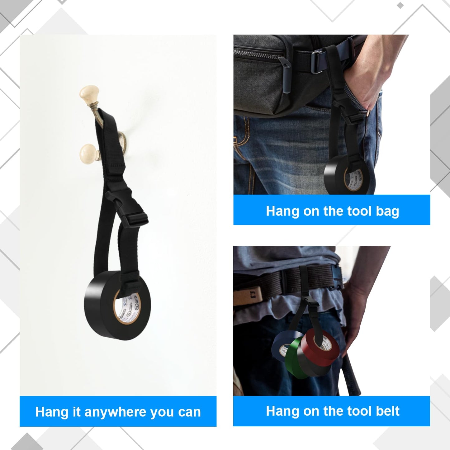 Tape Holder with Hook and Loop