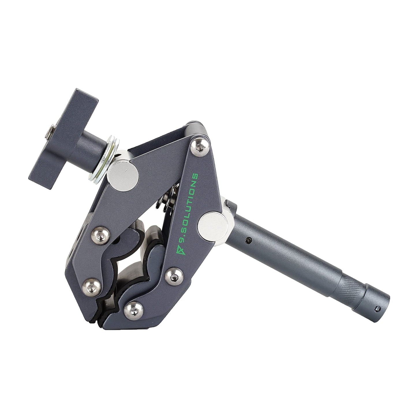 9.Solutions Savior Clamp With Stud, Articulated Jaws, 3.5In Long, 5/8" Baby Pin, Max Load: 66lbs, 9.XS1005A, fit firmly onto any oddly shaped object