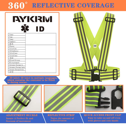 Reflective Vest with Hi Vis Bands - One Size Fits All