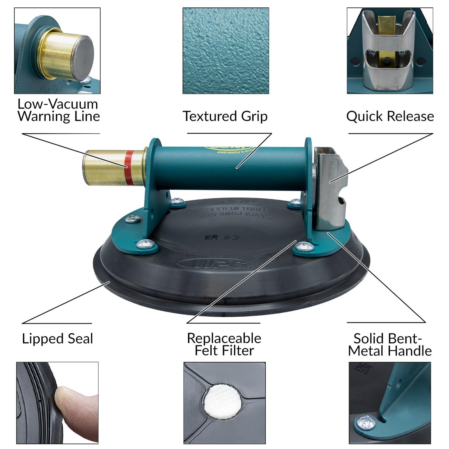 Wood's Powr-Grip 8" Suction Cup with Metal Handle and Carrying Case