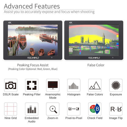 7" - 4K Camera Field Monitor Video Assist Full HD - T7 Plus FEELWORLD