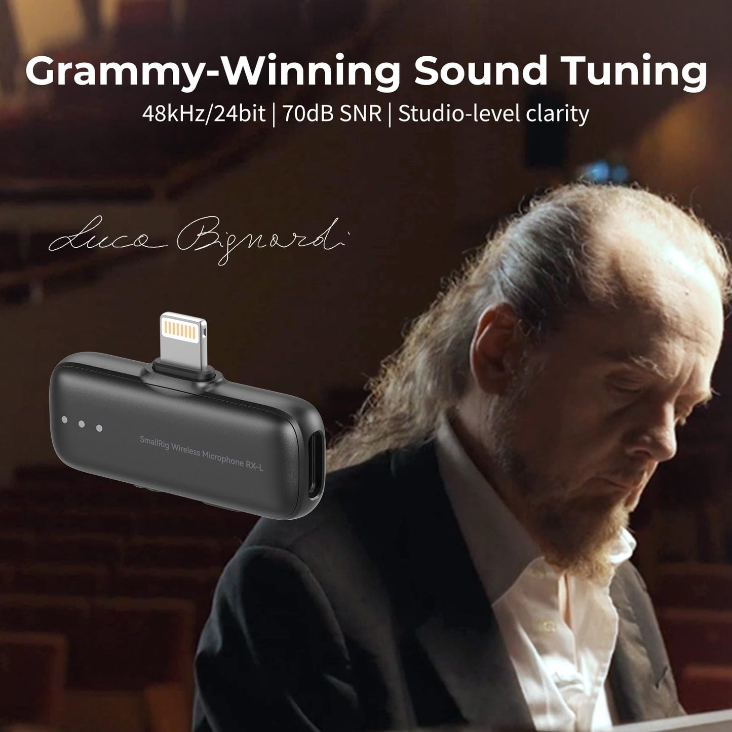 SMALLRIG S70 Mic Lightning Wireless Receiver S70RX-L for iPhone/for iPad, Professionally Tuned by Grammy Winner for Broadcast-Quality Sound in Vlogging, Live Streaming & Content Creation (Black)