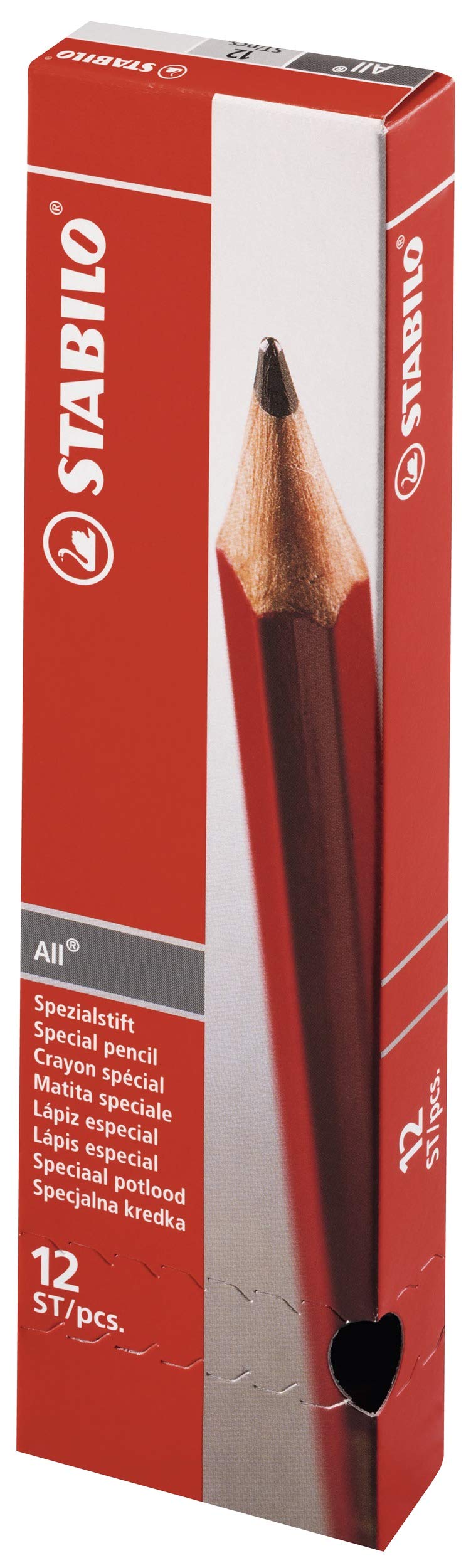 Stabilo Pencil for Almost All Surfaces, 3.3 mm, White, Pack of 12