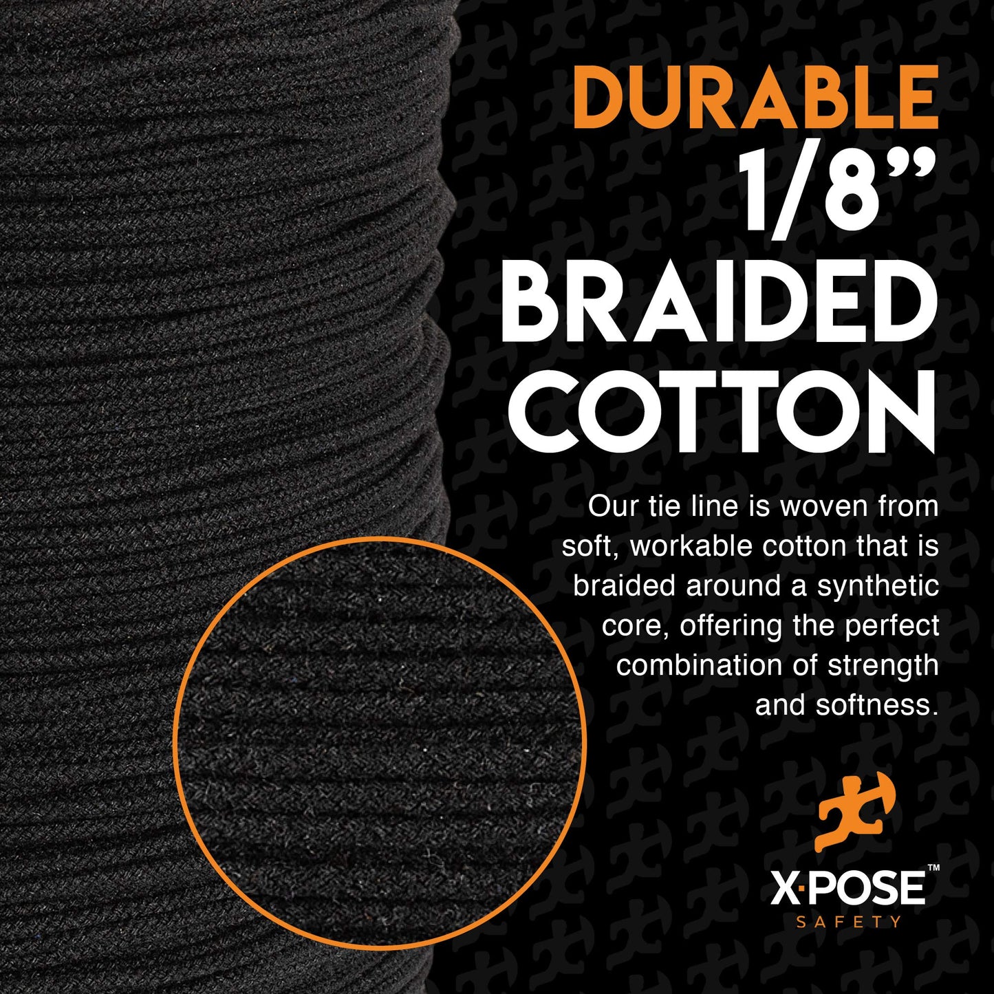 Black Unglazed Trickline Rope - 600 ft x 1/8 inch Theatrical Tie Line Heavy Duty Spool, Cable Management and Wire Tie - for Theatre, Stage Decor, Rigging and Utility Applications - Grip Support Store