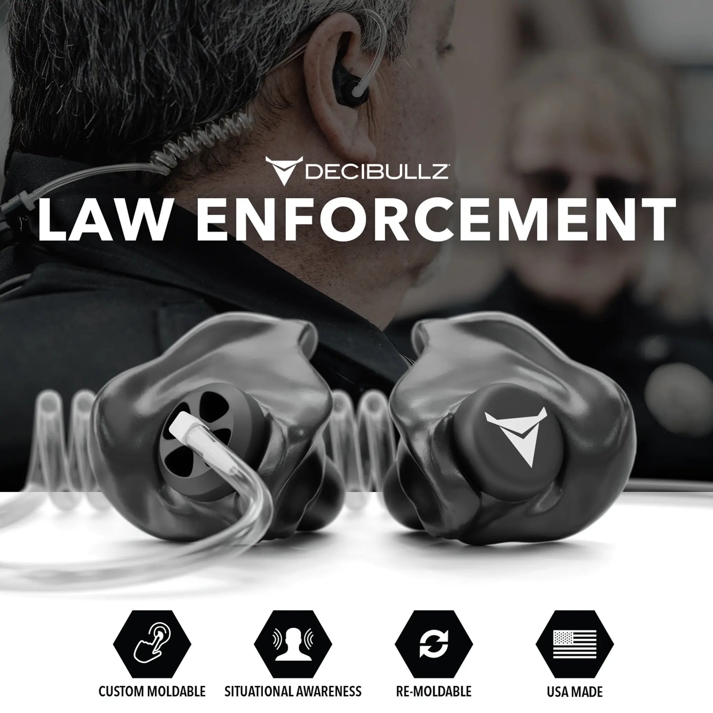 Custom Moldable Awareness Earpiece for Clear Tube, Radio, Surveillance, and Communication Headsets