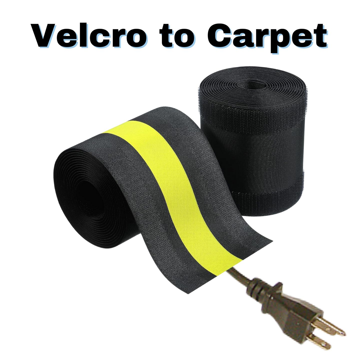 4" Velcro Grip for Cable Cords on Carpets, 2-Pack (10 ft)