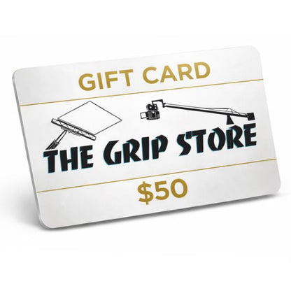 Gift card from The Grip Store with a $50 value on a white background