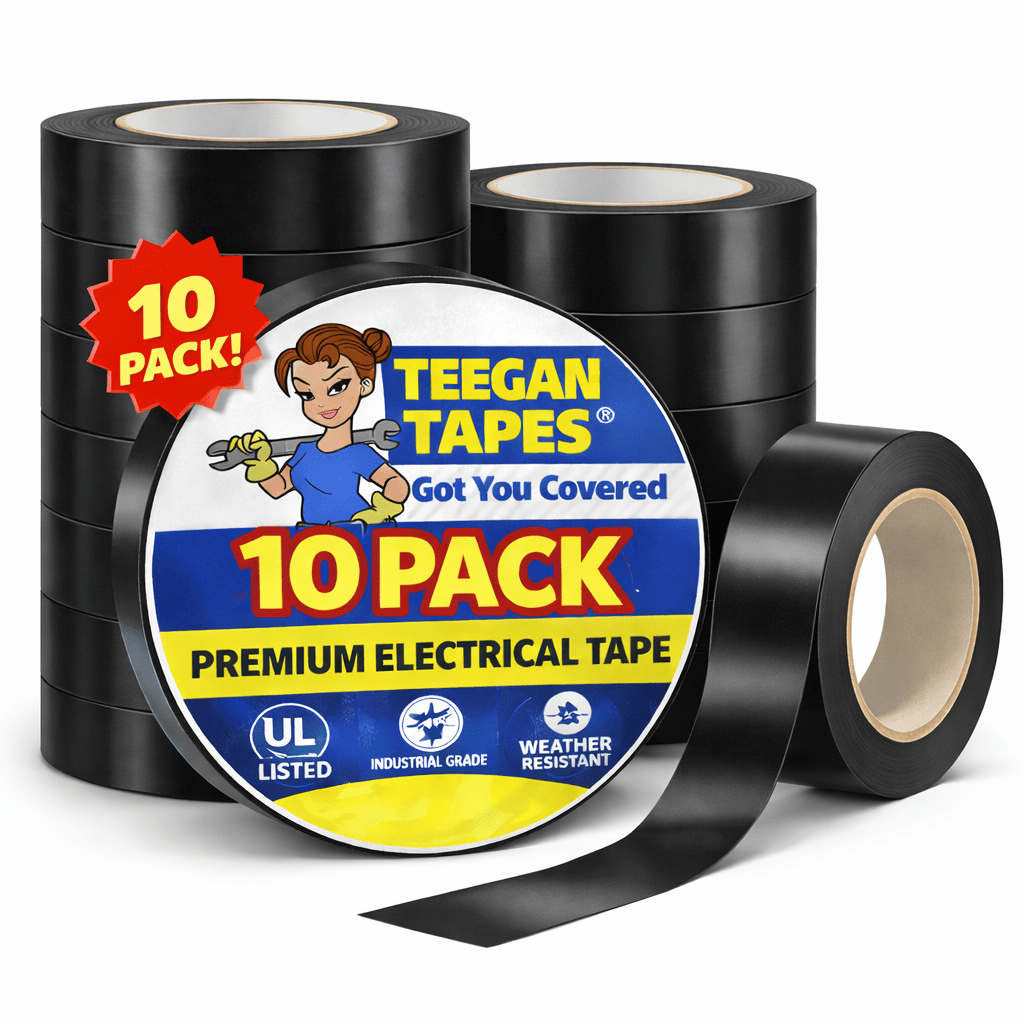 10-Pack Electrical Tape - Black - 3/4" X 66 Feet