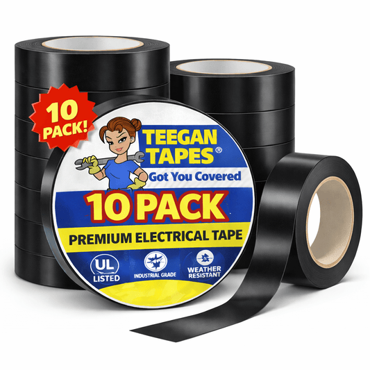 10-Pack Electrical Tape - Black - 3/4" X 66 Feet