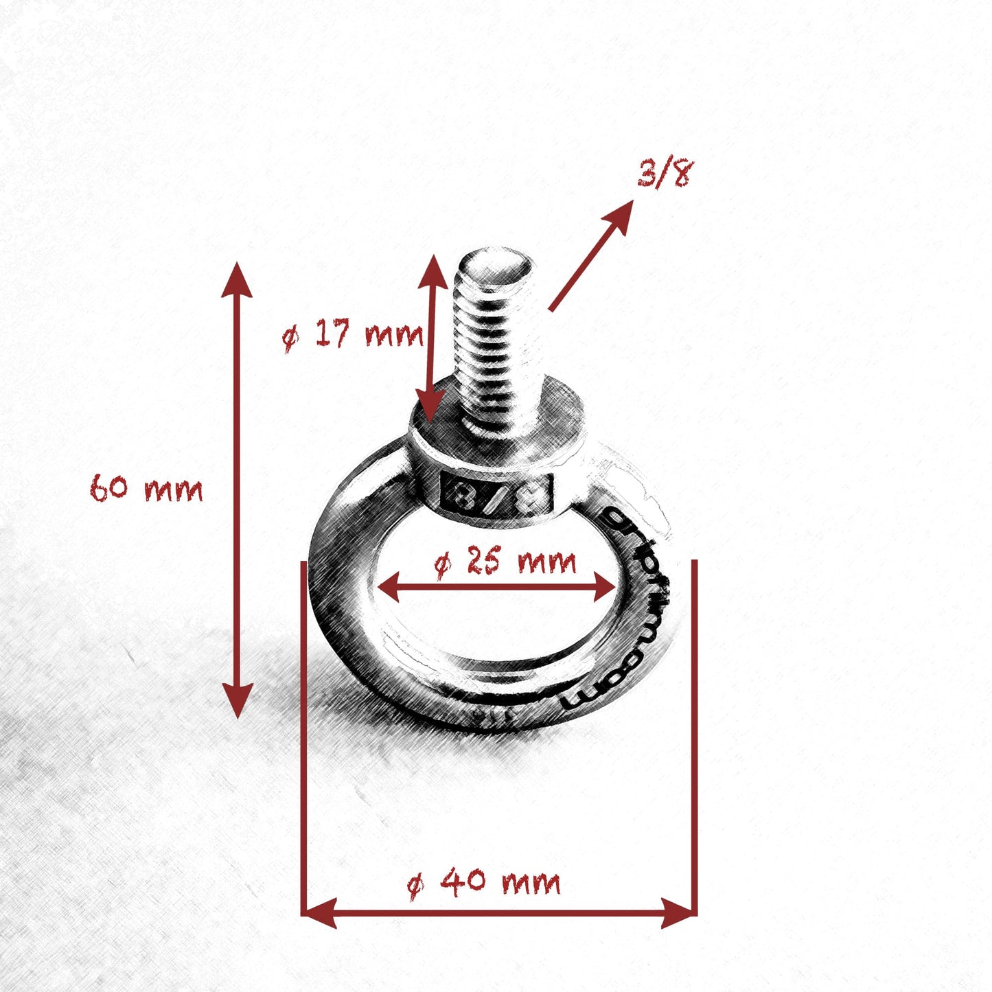 1/4 - 3/8 STAINLESS STEEL EYE BOLT SET