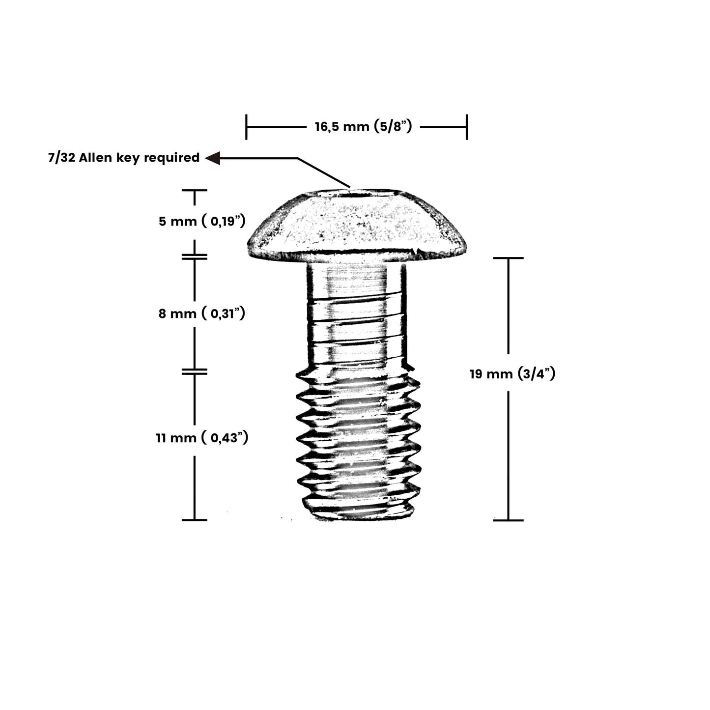 3/8 x 3/4 BUTTON HEAD ALLEN BOLT SET