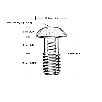 3/8 x 3/4 BUTTON HEAD ALLEN BOLT SET