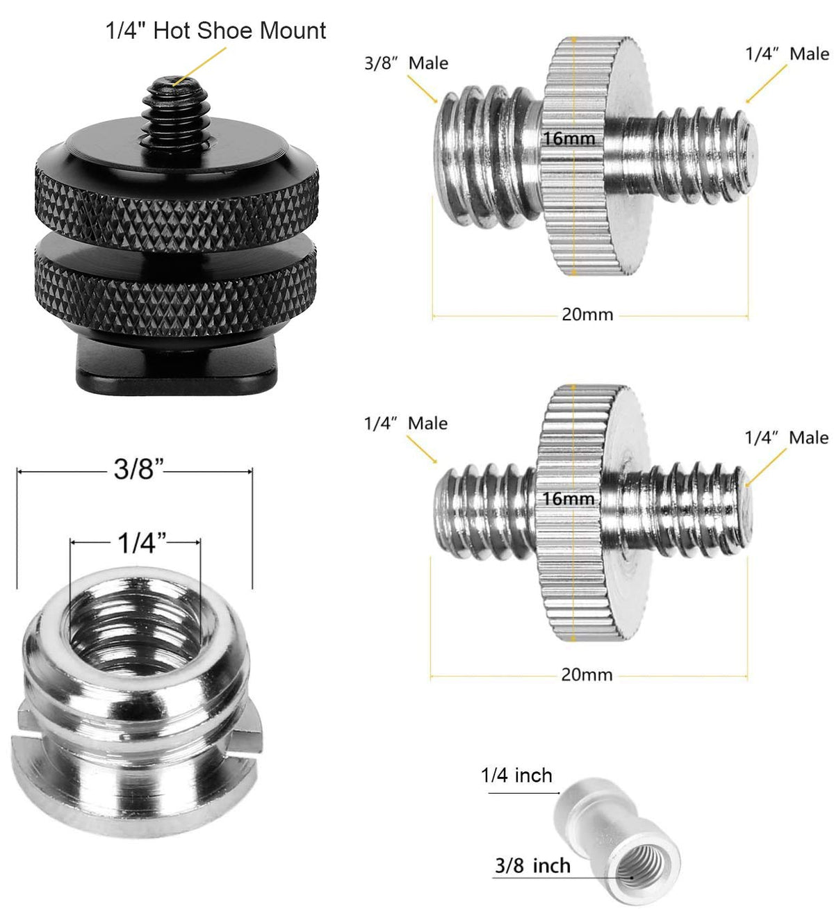 22 Pcs Camera Screw Adapters - 1/4 and 3/8 | The Grip Store – Grip ...