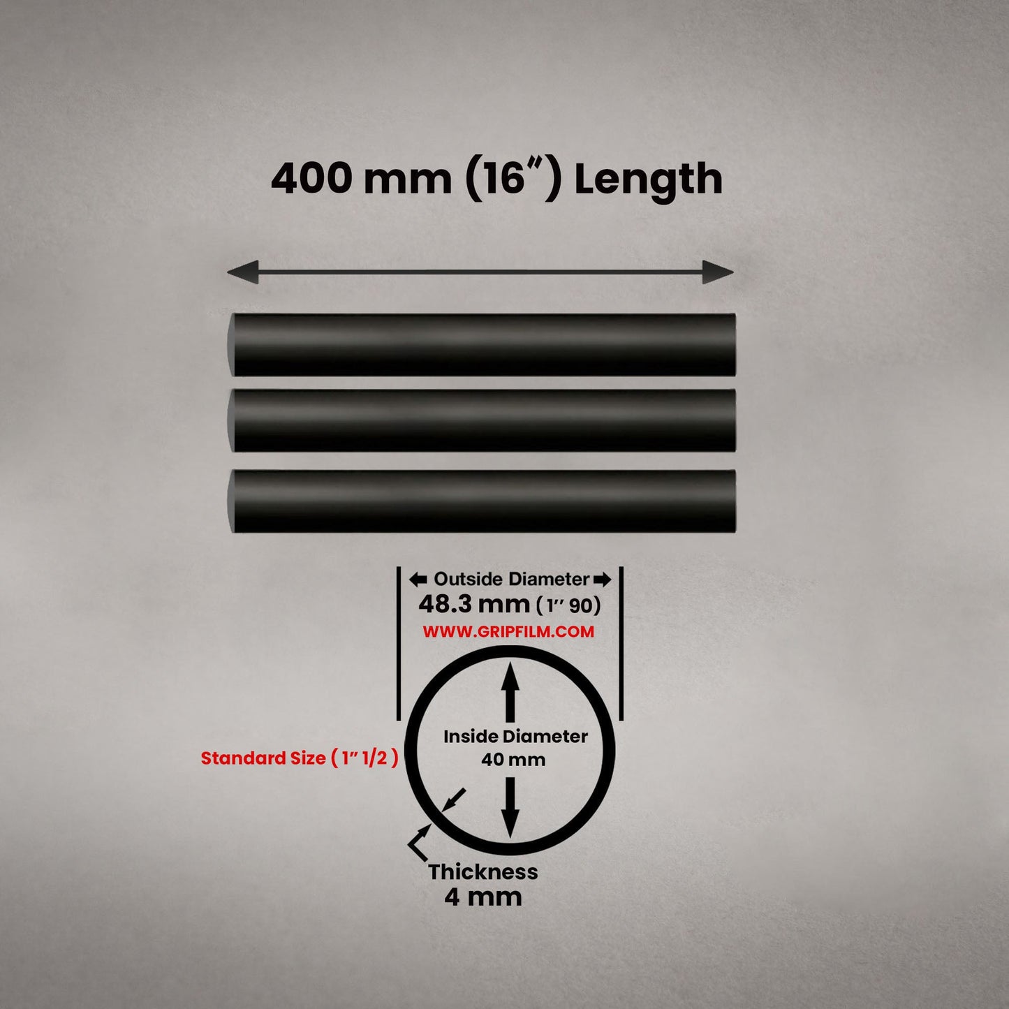 48.3 x 400mm ( 1" 1/2 - 16" ) TUBE SET - Grip Support Store