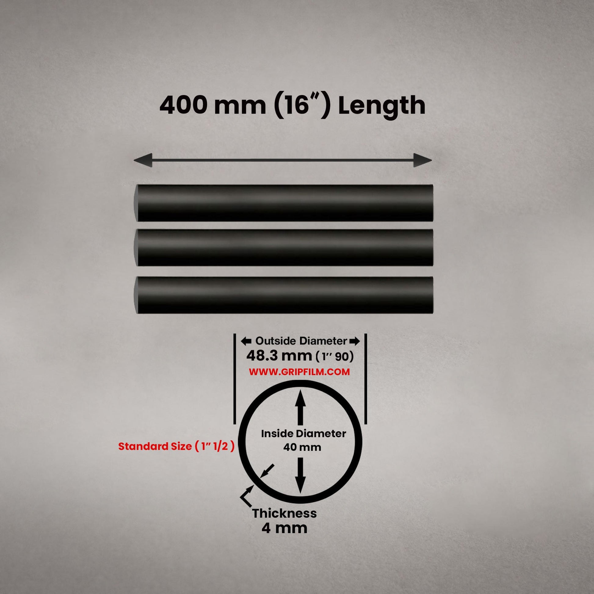 48.3 x 400mm ( 1" 1/2 - 16" ) TUBE SET - Grip Support Store