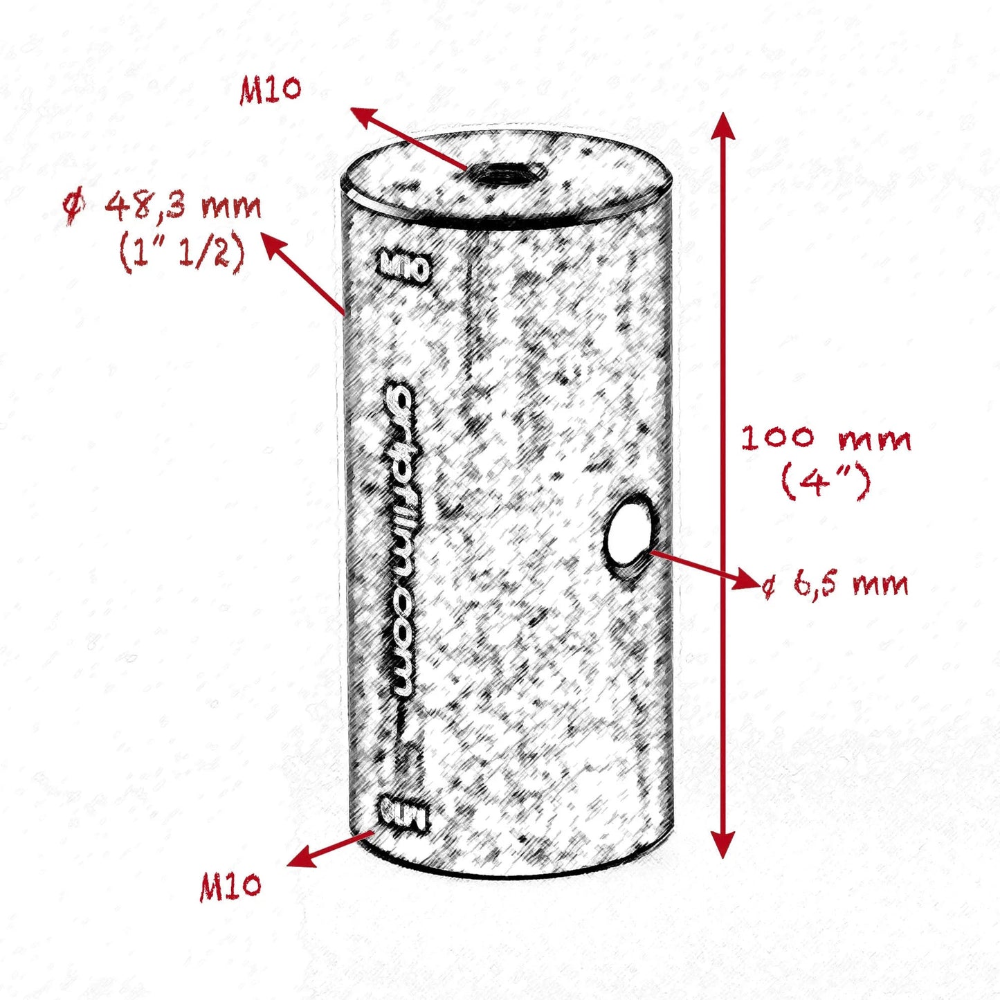 M10 - M10 STARTER PIN 48.3mm (1" 1/2 ) SET - Grip Support Store