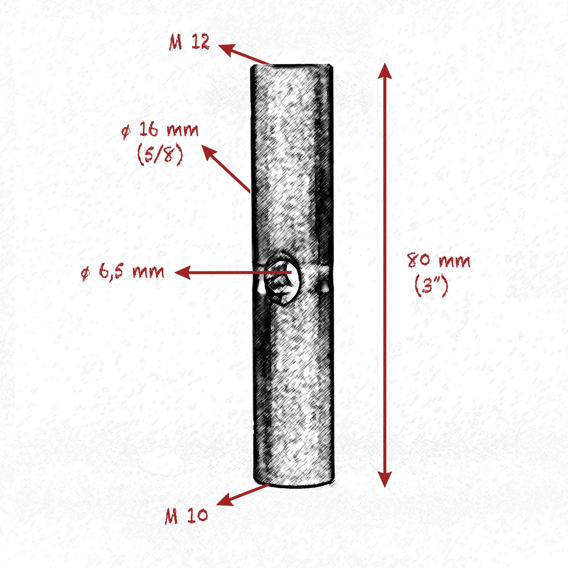 M10 - M12 STARTER PIN 16mm ( 5/8" ) - 80mm ( 3" 14 ) SET - Grip Support Store