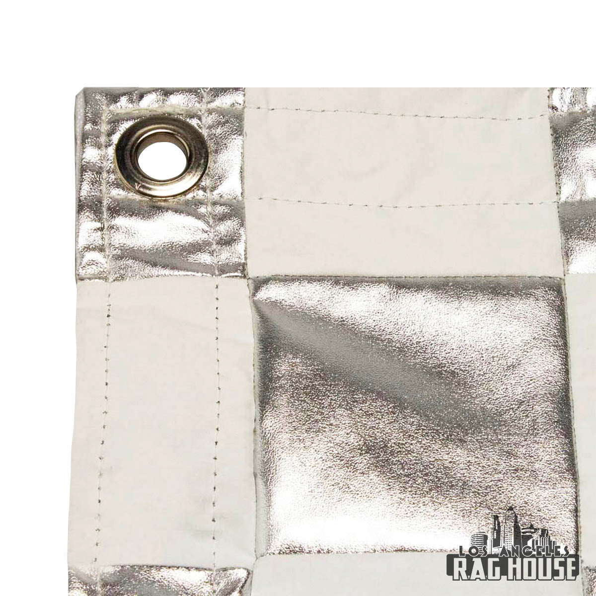 Silver/White Checker Lame by LA Rag House - checker lame fabric