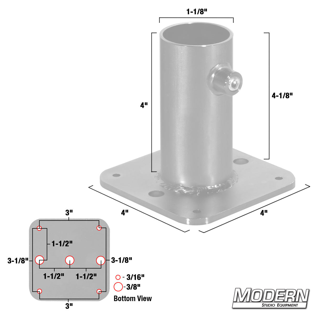 Pipe Flange Base for 1-1/4" Speed-Rail®