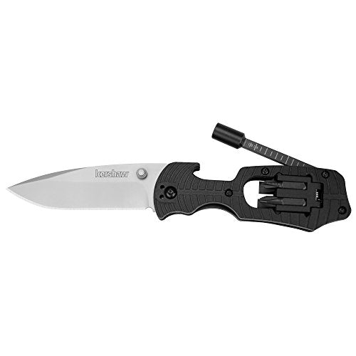 Kershaw Knife with 4-piece Bit Set and Driver, 3.4" Steel Blade
