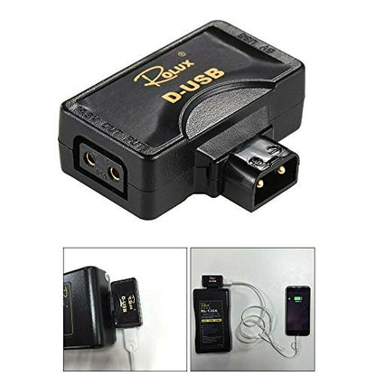 Rolux D-Tap P-Tap to USB Adapter Connector 5V Converter for Anton/Sony V-Mount Camera Battery