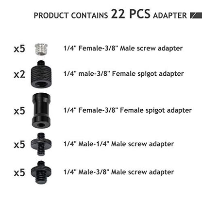 22 Pcs 1/4" - 3/8" Screw Adapter Kit