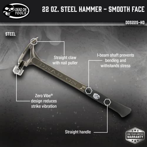 Dead On 22-Ounce 18-Inch Steel Smooth Face Hammer