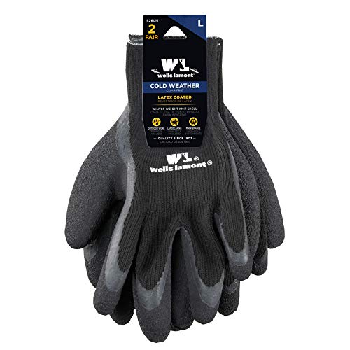 Cold Weather Work Gloves with Grip | Cut & Tear Resistant | 2-Pair Pack, Black