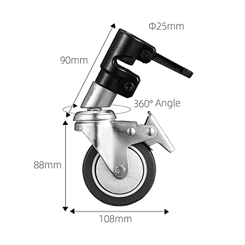 C Stand Wheels with Swivel Locking Casters - Set of 3