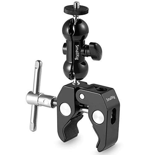 SMALLRIG Cool Ballhead Arm Super Clamp Mount Multi-Function Double Ball Adapter with Bottom Clamp
