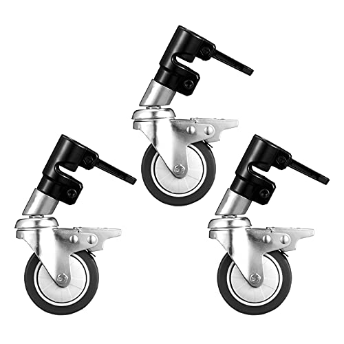 C Stand Wheels with Swivel Locking Casters - Set of 3